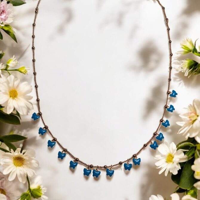 Blue Butterfly Charm Necklace – Anti-Tarnish Chain