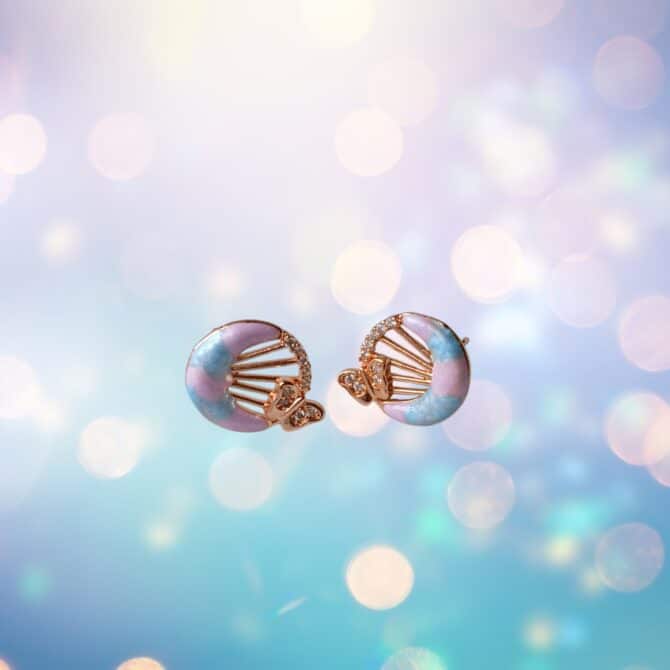Butterfly Charm Pendant with Earrings Set – Elegant Gold and Pastel Jewelry - Image 4