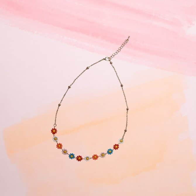 Colorful Flower Charm Necklace – Cute Daisy Chain - Image 2