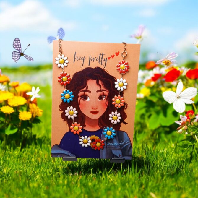 Colorful Flower Charm Necklace – Cute Daisy Chain