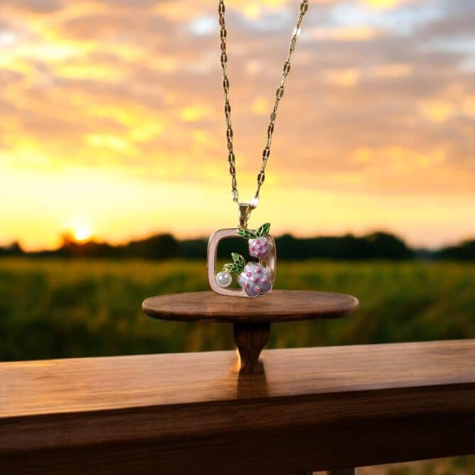 Floral Enamel Pendant – Anti-Tarnish Gold Chain Necklace