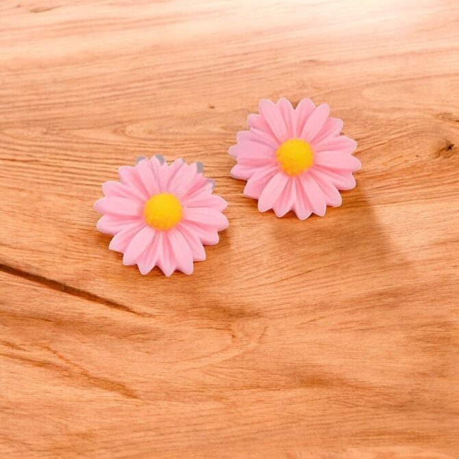 Pink Flower Earrings – Cute Earring Set for Women & Girls - Image 2