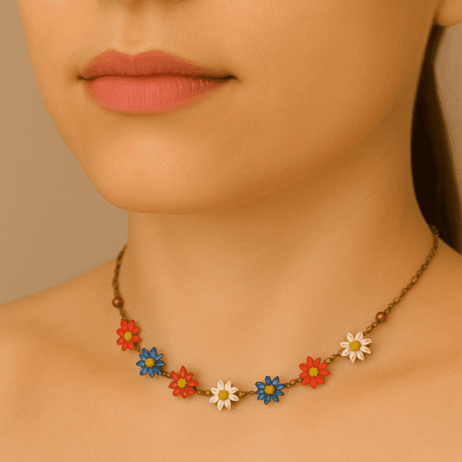 Colorful Flower Charm Necklace – Cute Daisy Chain - Image 3