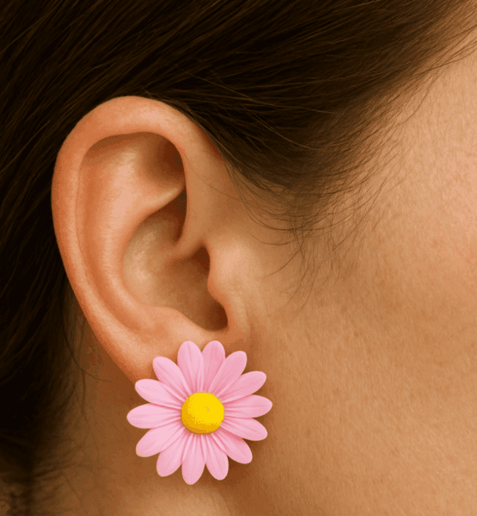 Pink Flower Earrings – Cute Earring Set for Women & Girls
